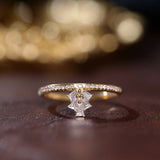 Baguette White Diamond 18K Yellow Gold Crown Wedding Ring