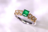 Emerald & Diamond 18K Two Tone Gold Ring