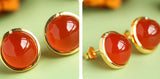 Southern Red Agate Diamond Earrings in 18K Yellow Gold