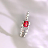Red Spinel & Diamond Ring Band - 18K White Gold