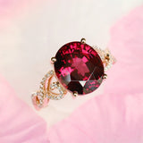 2.23ct Rubellite Oval Cut Ring with Diamond Accent in 18K Yellow Gold