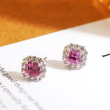 Padparadscha Sapphire & Diamond Halo Earrings - Platinum 950