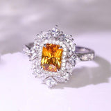 1.38ct Yellow Sapphire & Halo Diamond Ring in 18K White Gold