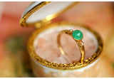 6x6mm Emerald Cabochon Cut Vintage Ring in 18K Yellow Gold