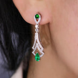 Emerald & White Diamonds Earrings in 18K White Gold