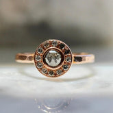 Helius Salt & Pepper Rose Cut Disc Ring - 18K Rose Gold