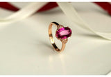 2.32ct Rubellite Oval Cut & Side Diamond Ring in 18K Yellow Gold