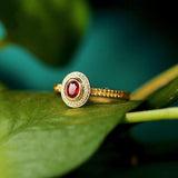 Jadi Spinel Oval & Diamond Ring - 18K Yellow Gold