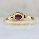 Raspberry Garnet & Black Diamond Ring - 18K Yellow Gold