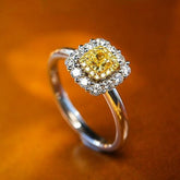 Luxury Yellow Diamonds Halo Ring in Platinum 950