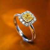 Luxury Yellow Diamonds Halo Ring in Platinum 950