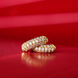 Semicircle Design Diamond Earrings in 18K Yellow Gold