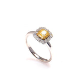 Luxury Yellow Diamonds Halo Ring in Platinum 950