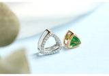 Triangle Tsavorite & Diamond Necklace in 18K White Gold