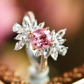 1.16ct Pink Spinel & White Sapphire Cluster Ring - 18K White Gold