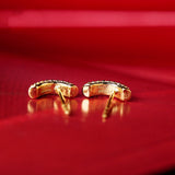 Semicircle Design Diamond Earrings in 18K Yellow Gold