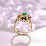 Emerald & Agate Diamond Vintage Ring in 18K Yellow Gold
