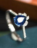 1.2ct Blue Sapphire Teardrop Cut & Diamonds Ring in 18K White Gold