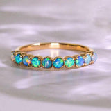 Cabochon Opal 18K Yellow Gold Band Ring