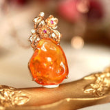 Fire Opal Ruby Diamond Pendant - 18K Rose Gold