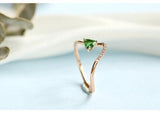 Tsavorite Trillion Cut & Diamond Chevron Ring - 18K Yellow Gold