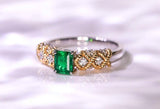 Emerald & Diamond 18K Two Tone Gold Ring