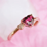 Heart-Shaped Pink Tourmaline & Diamond Ring in 18K Yellow Gold