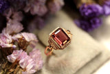 2.7ct Red Tourmaline Emerald Cut Ring in 18K Yellow Gold
