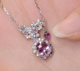 1.2ct Pink Sapphire & Diamond Necklace in 18K White Gold