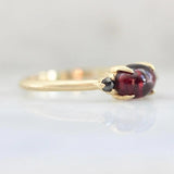 Raspberry Garnet & Black Diamond Ring - 18K Yellow Gold