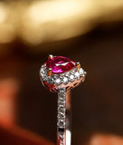 Pink Peach Sapphire Diamond Ring in 18K White Gold
