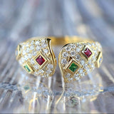 Cluster Design Tsavorite & Sapphire Ring - 18K Yellow Ring