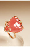 18ct Rhodochrosite Heart Shape Ring in 18K Gold