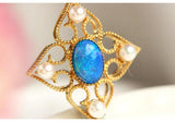 Blue Opal & Diamonds Pendant in 18K Yellow Gold