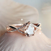 Champagne Morganite Teardrop Ring in 18K Rose Gold