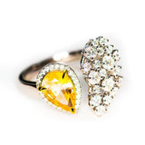1.58ct Yellow Sapphire Diamonds Cluster 18K Gold Ring