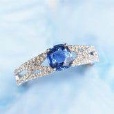1.5ct Blue Sapphire & Diamonds Ring in 18K White Gold