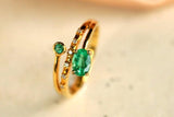 Emerald Oval & Diamond Stackable Ring in 18K Yellow Gold