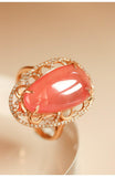9ct Rhodochrosite & Diamond Hollow Out Ring in 18K Gold