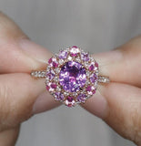 1.485ct Purple Sapphire Cluster Ring in 18K Rose Gold
