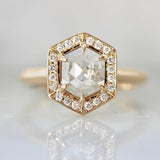 Hexagonal Salt & Pepper Milky Diamond Ring in 18K Yellow Gold