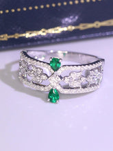 Stacking Emerald Teardrop 18K Gold Ring Set with Diamonds