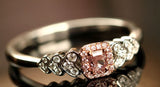 Pink Diamond Cushion Cut Ring - 18K White Gold
