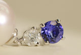 Tanzanite & 8mm Akoya Pearl Earrings with Diamonds in 18K Gold