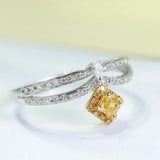 Fancy Yellow Diamonds Ring in 18K Two Tone Gold