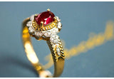 1.2ct Red Spinel Oval & Diamond Granulation Ring - 18K Gold