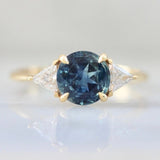 1.35ct Sapphire Round Cut Ring with Diamond Accent in 14K Yellow Gold