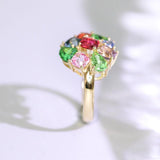 Cluster Colorful Sapphire 18K Yellow Gold Ring