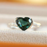 1.7ct Heart-Shaped Teal Sapphire & Diamonds 18K White Gold Ring