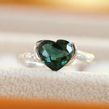1.7ct Heart-Shaped Teal Sapphire & Diamonds 18K White Gold Ring